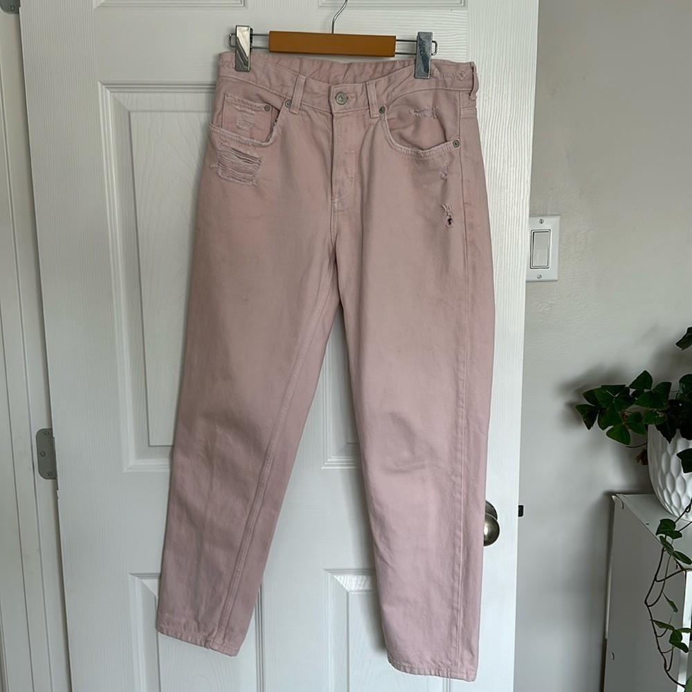 & Denim pink jeans, size 26 boyfriend, low waist